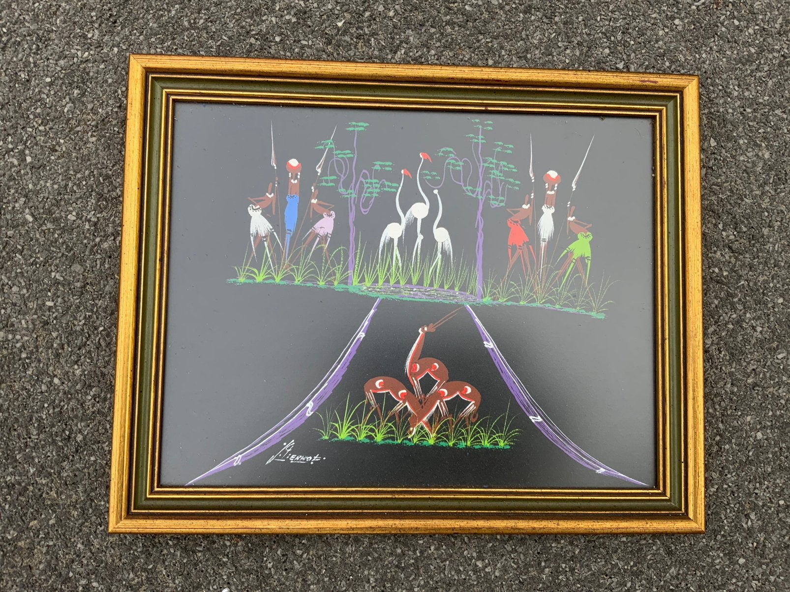 Antiek, afrikaans schilderij, Antiek en Kunst, Afrika, Ophalen, Schilderij, Geschilderd