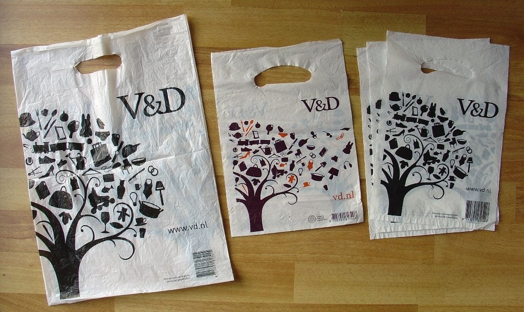 ️ Vintage V&D Plastic Tasjes – Het Iconische Boom-Design, Ophalen of Verzenden, Gebruikt