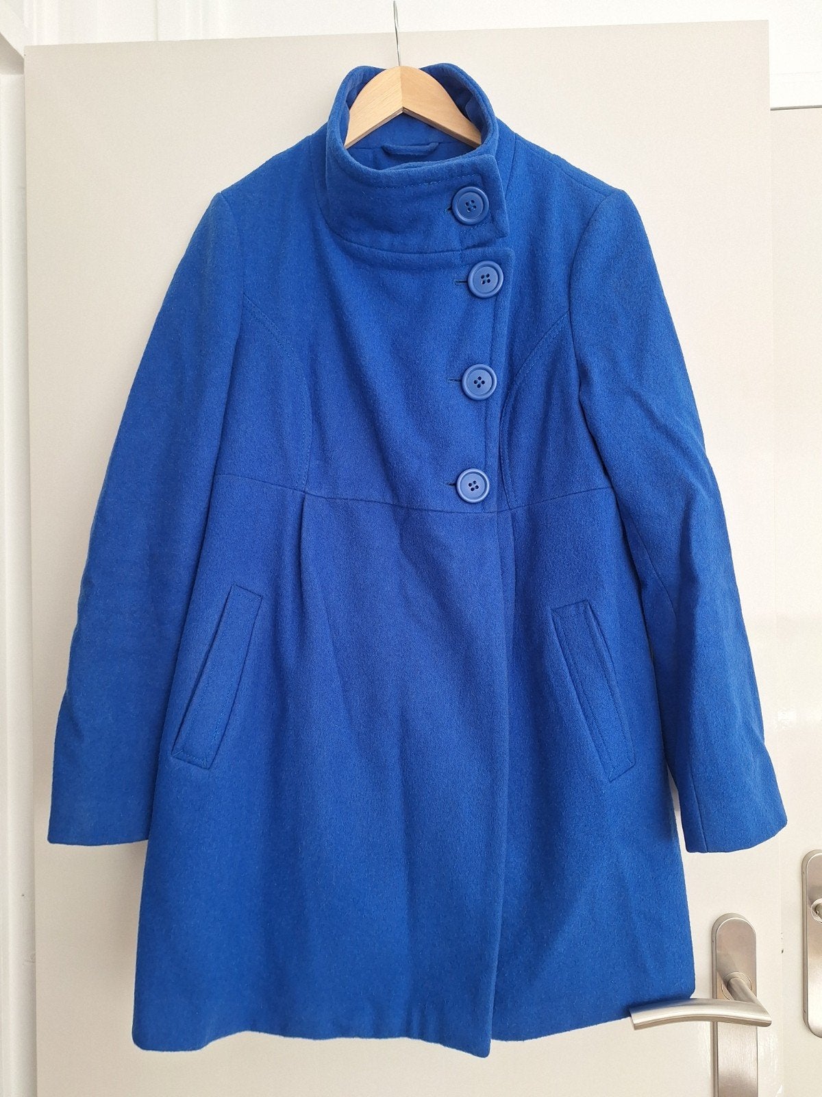 Vintage wollen blauwe WE jas maat 42, Kleding | Dames, Blauw, WE, Maat 42/44 (L), Ophalen of Verzenden