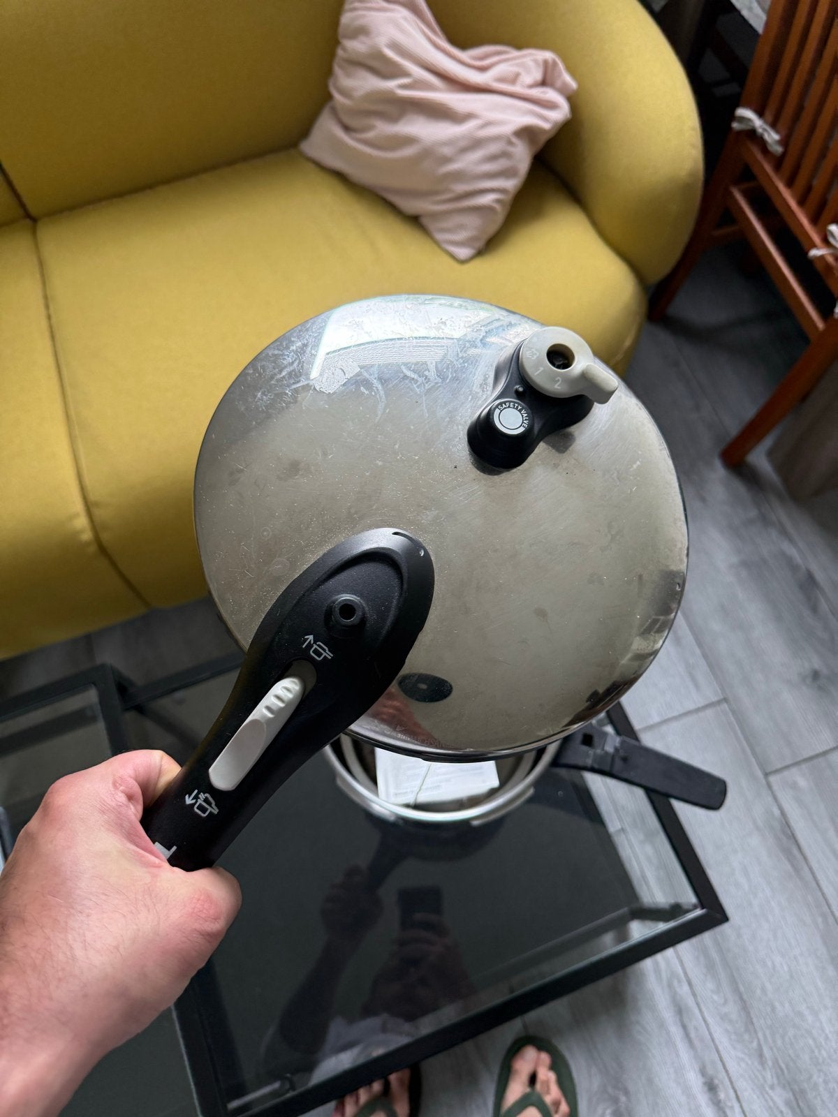 Tefal Secure 5 Neo Snelkookpan RVS met stoommandje, Ophalen of Verzenden, Gebruikt