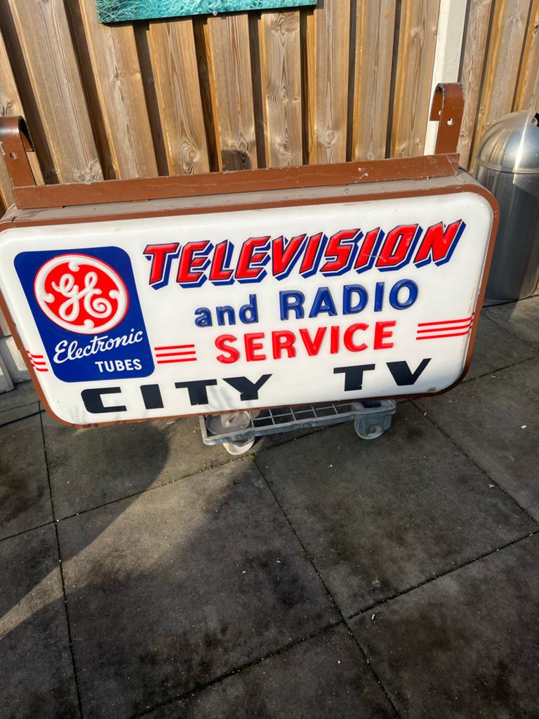 Vintage GE Television & Radio Service Lichtreclame, Verzamelen, Automaten | Overige, Ophalen, Gebruikt