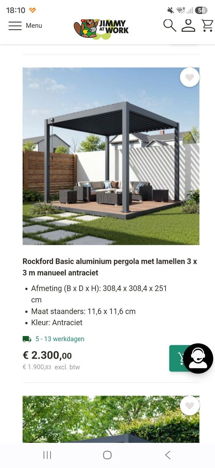 Rockford Basic aluminium pergola met lamellen 3x3m antraciet, Tuin en Terras, Overkappingen, Ophalen, Nieuw, Tuinpaviljoen