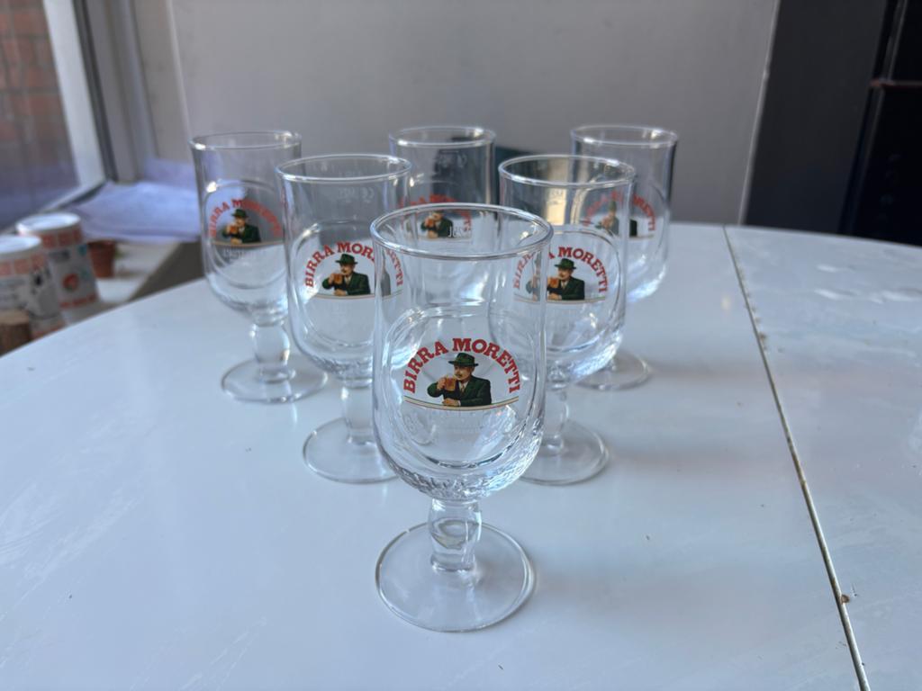 Birra Moretti Glazen Set van 6 - Uitstekende Staat, Ophalen, Zo goed als nieuw