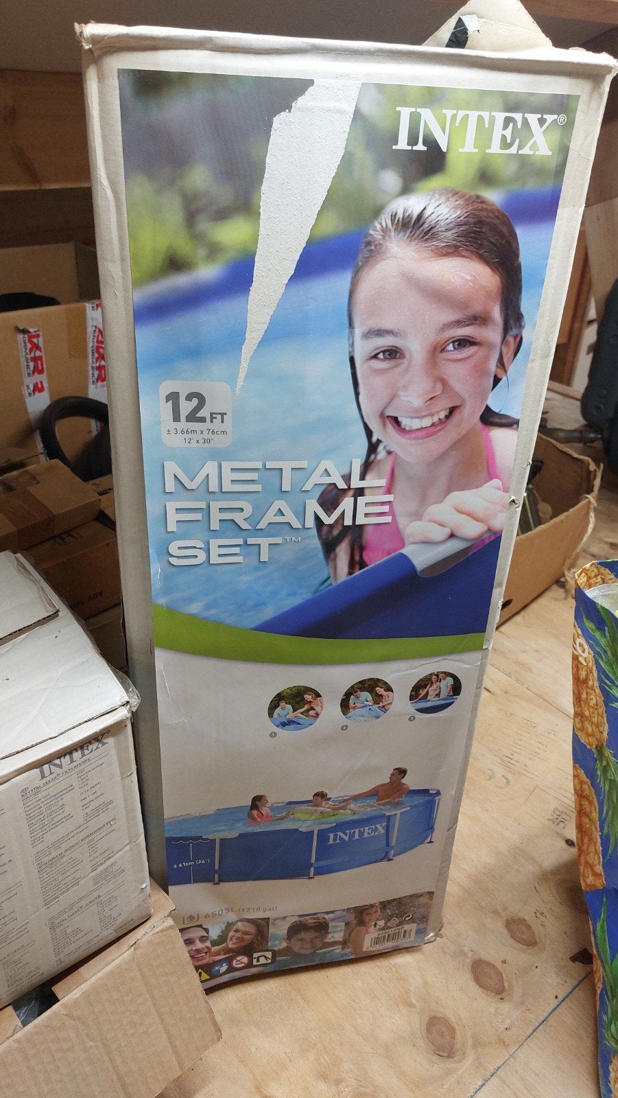 Intex Metal Frame Zwembad 3.66m x 76cm LEZEN!!, Ophalen, Gebruikt, Minder dan 80 cm, Rond