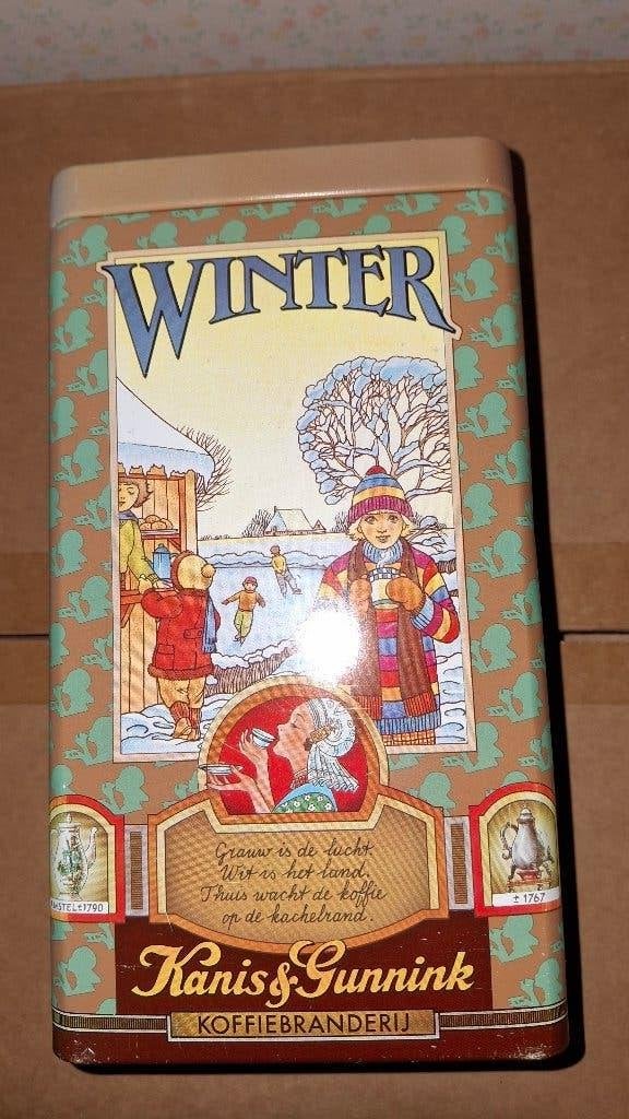 Vintage Kanis & Gunnink Koffieblikken - Winter & Herfst, Ophalen of Verzenden, Gebruikt, Koffie, Overige merken