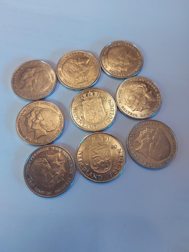 Nederlandse losse guldens 'dubbele koppen' 1980, Postzegels en Munten, Munten | Nederland, Ophalen of Verzenden, Koningin Juliana