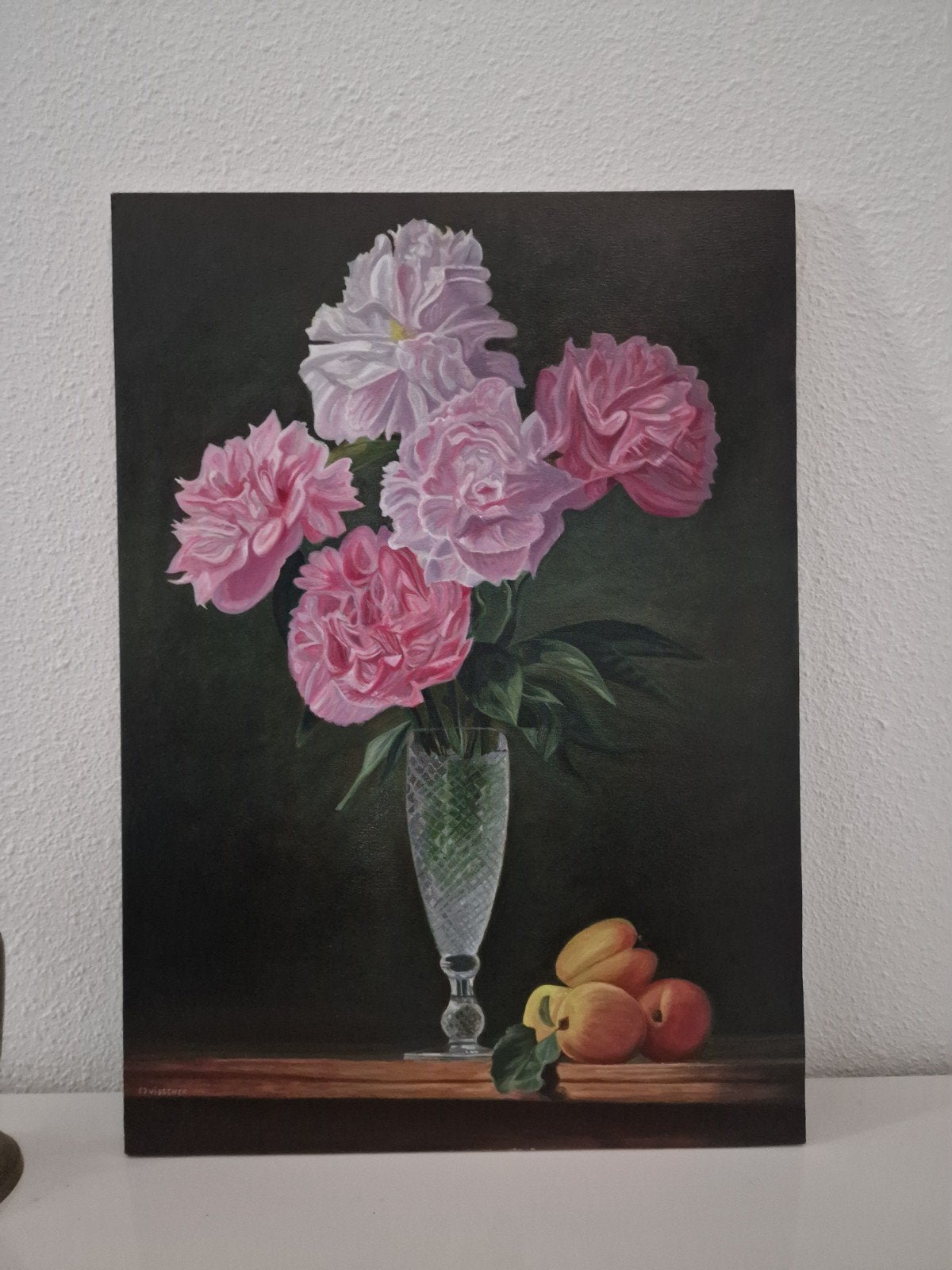 Bloemenschilderij, Ophalen of Verzenden, Zo goed als nieuw, Minder dan 50 cm, Schilderij