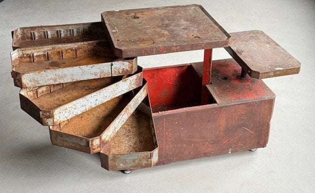 Industrieel ijzer patina kastje ladekast kar Plateauwagen, Ophalen, Gebruikt, 5 laden of meer, 50 tot 100 cm