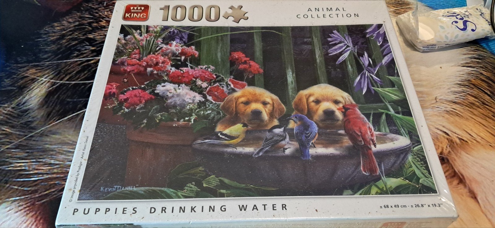 King Legpuzzel 1000 stukjes - Puppies Drinking Water, Ophalen of Verzenden, 500 t/m 1500 stukjes, Nieuw, Legpuzzel