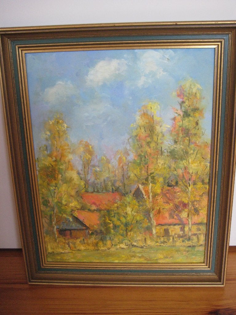Schilderij van J.HJukkema met certificaat, Ophalen, Realistisch, Landschap, Olieverf