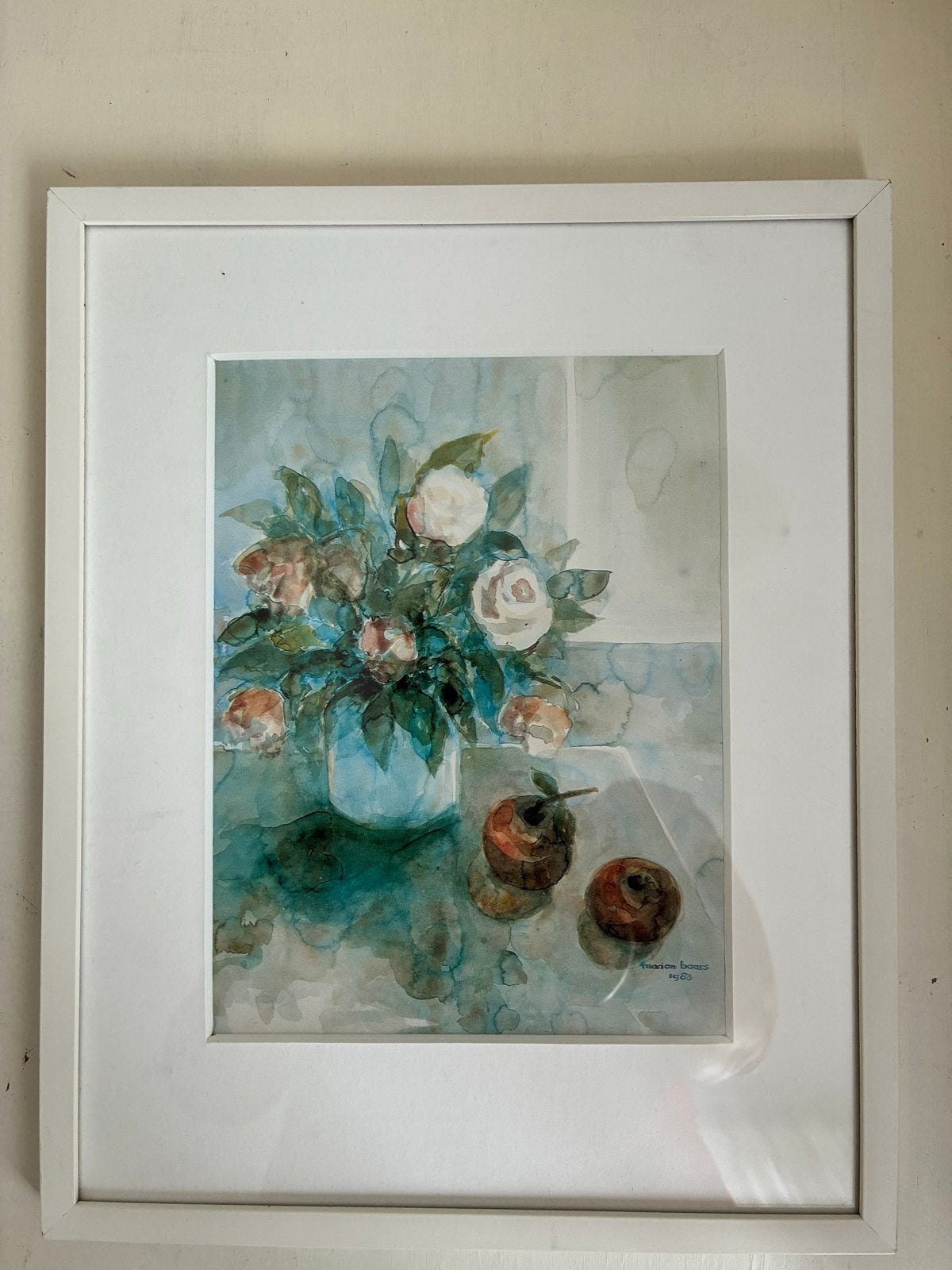Pioenrozen - Marion Baars (1983) - Aquarel, Bloemen, Gedateerd, Realistisch, Ophalen of Verzenden