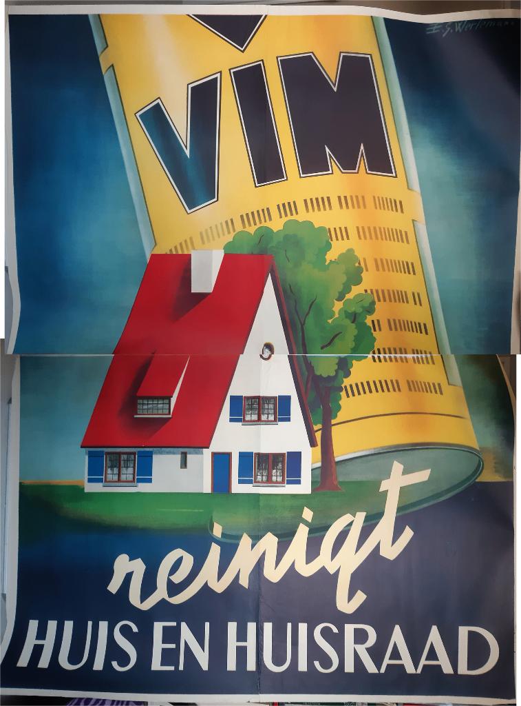 Originele grote Poster VIM zeep 4 vellen!, Rechthoekig Staand, Verzenden, Zo goed als nieuw, A1 t/m A3