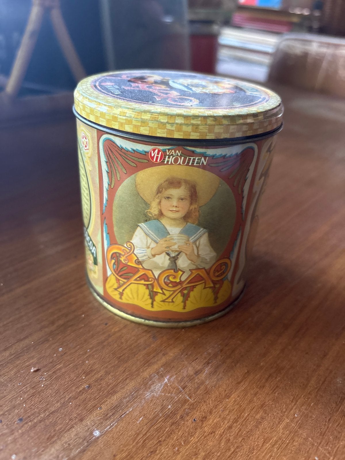 Vintage Van Houten Cacao Blik - Product uit West-Duitsland, Verzamelen, Blikken, Ophalen of Verzenden, Gebruikt, Overige, Overige merken