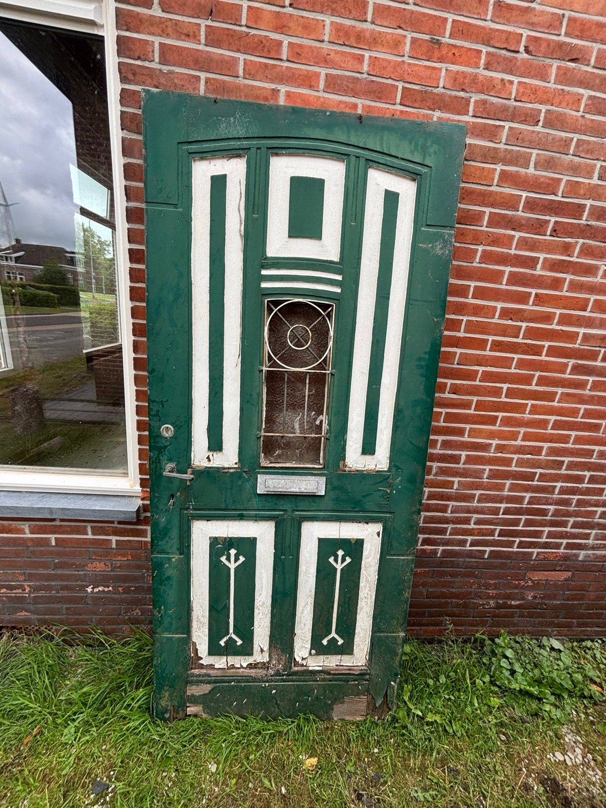 Oude voordeur met deurrooster 94,5x212,5, Ophalen, Gebruikt, 80 tot 100 cm, Buitendeur