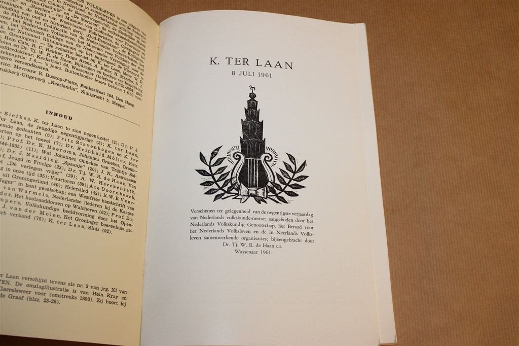 K. ter Laan 90 Jaar — Volkskunde-Nestor — 1961, Boeken, Ophalen of Verzenden, Gelezen