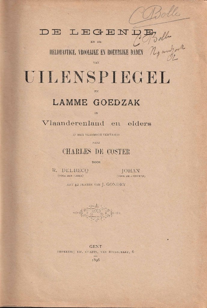 De legende Van Tijl Uilenspiegel – Charles de Coster, Gelezen, België, Charles de Coster, Ophalen of Verzenden