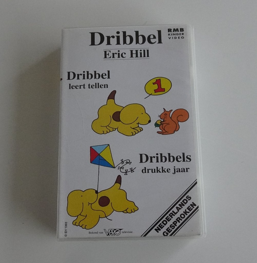 Dribbel Leert Tellen + Dribbels Drukke Jaar - VHS 1991, Alle leeftijden, Ophalen, Zo goed als nieuw, Overige typen