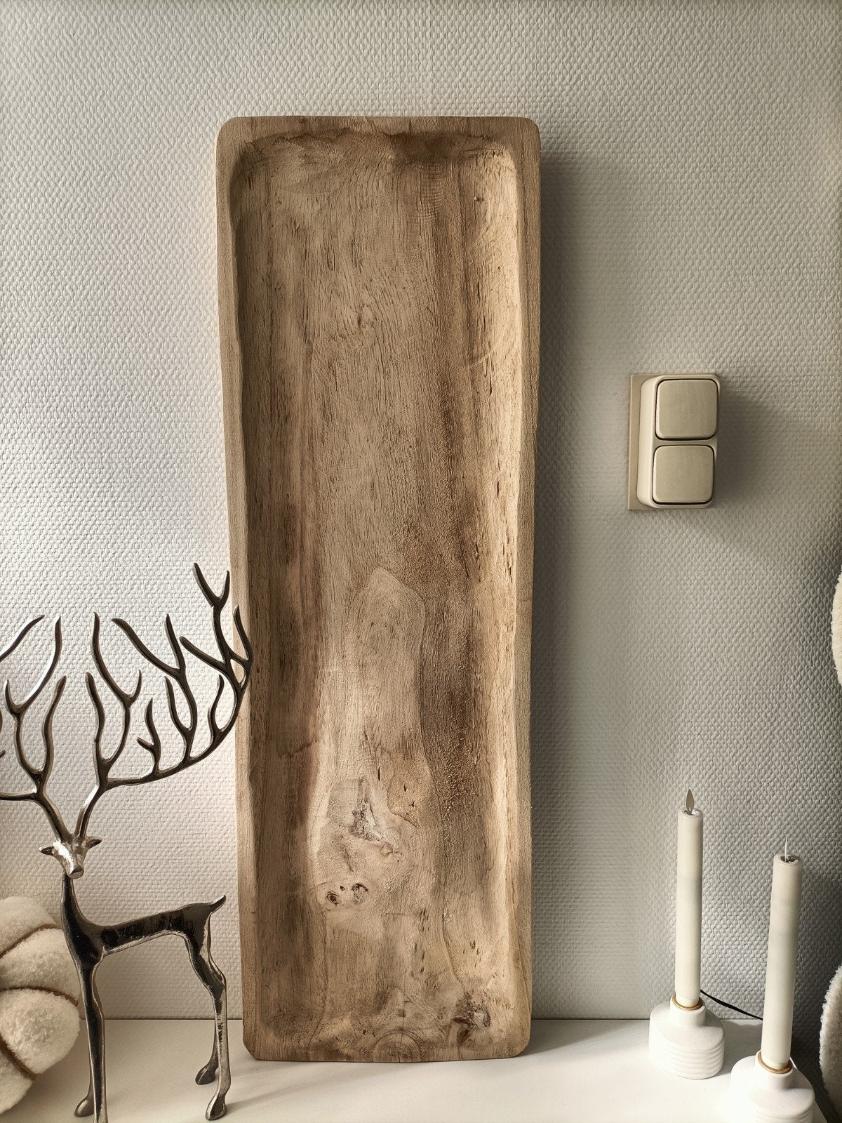 Prachtig houten dienblad - 90x29 cm, Ophalen of Verzenden, Zo goed als nieuw, Dienblad, Rechthoekig