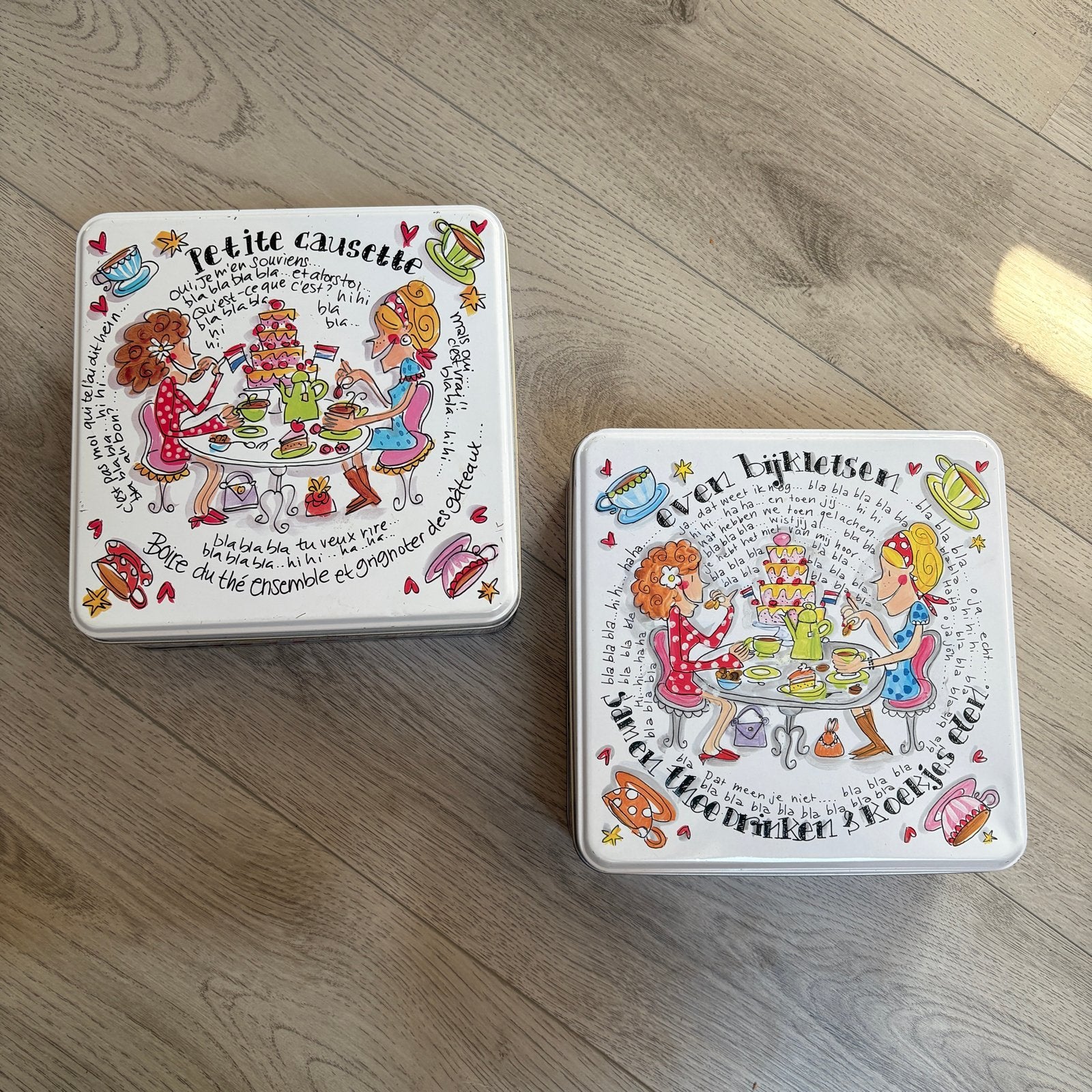 Set van 2 Blond Amsterdam thee blikken koek blik, Minder dan 50 cm, Gebruikt, Verzenden, Minder dan 50 cm