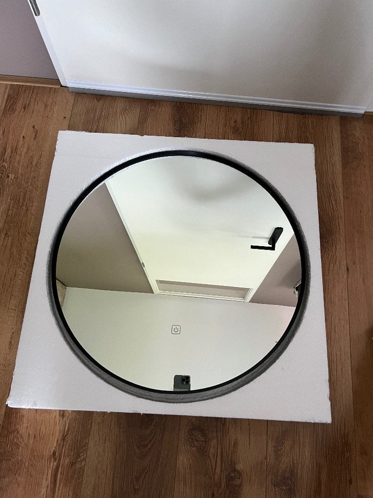Badkamerspiegel (rond 60cm) zwart, Ophalen, Gebruikt, Rond, Minder dan 100 cm