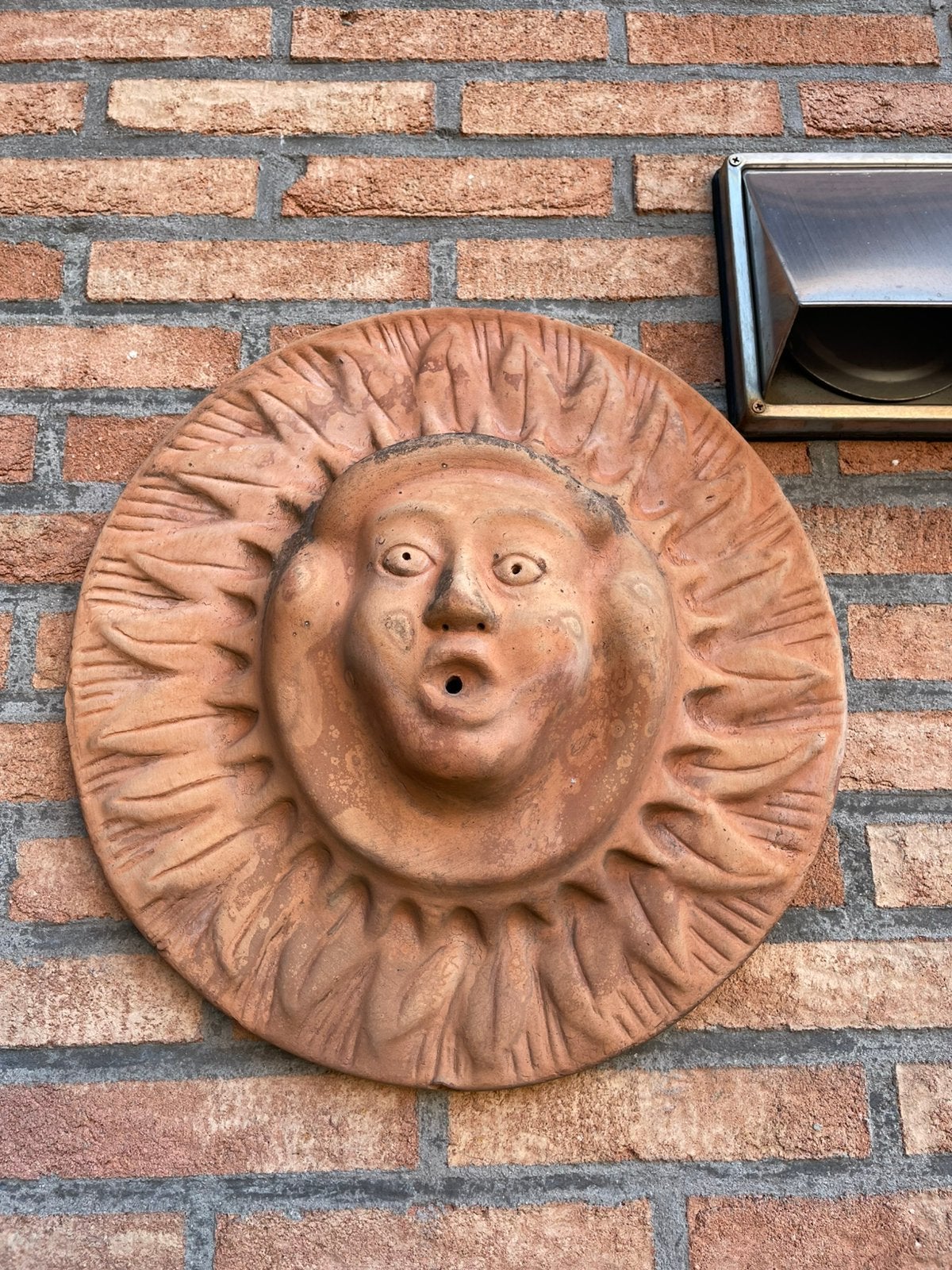 Terracotta zon wanddecoratie 45 cm – tuin- of muurdecoratie, Tuin en Terras, Ophalen, Gebruikt
