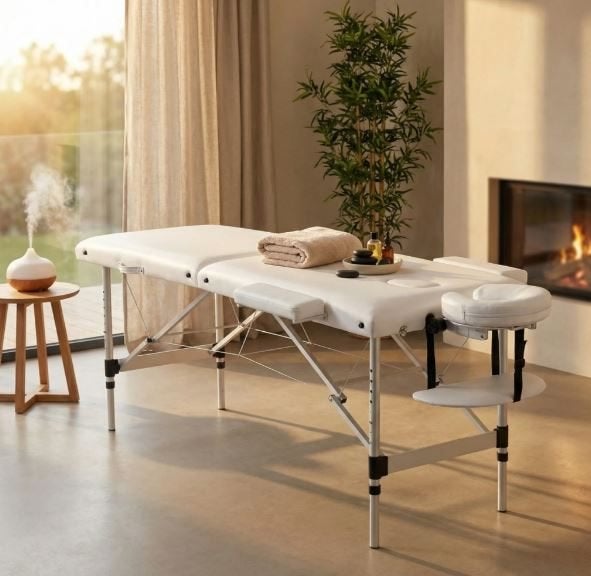 Massagetafel - inklapbaar - aluminium - wit, Ophalen, Zo goed als nieuw, Massagetafel