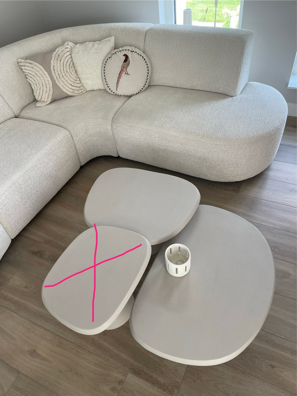 By Boo salontafels Sten set van 2 organisch beige/grijs, Huis en Inrichting, Tafels | Salontafels, Ophalen, 50 tot 100 cm, Zo goed als nieuw