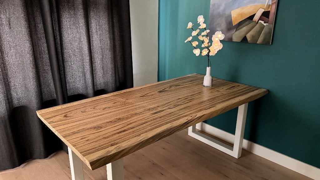 Boomstamtafel van zebranohout, Ophalen, Gebruikt, 200 cm of meer, 50 tot 100 cm