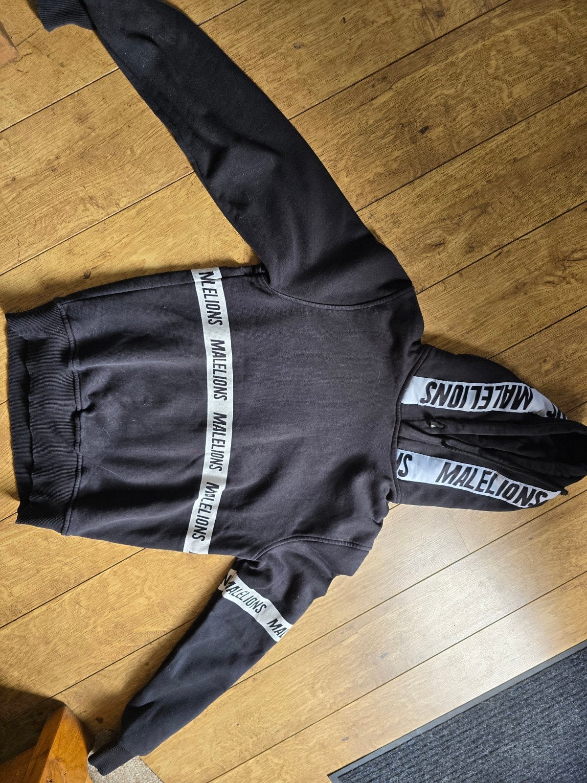 Malelions hoodie zwart met wit logo - Maat M, Kleding | Heren, Maat 48/50 (M), Zwart, Malelions, Ophalen of Verzenden