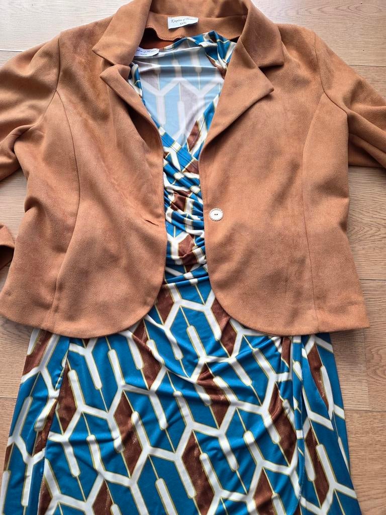 Jurk met jasje maat XXXL ( 48), Kleding | Dames, Jurken, Kingdom of heaven, Blauw, Maat 46/48 (XL) of groter, Ophalen of Verzenden