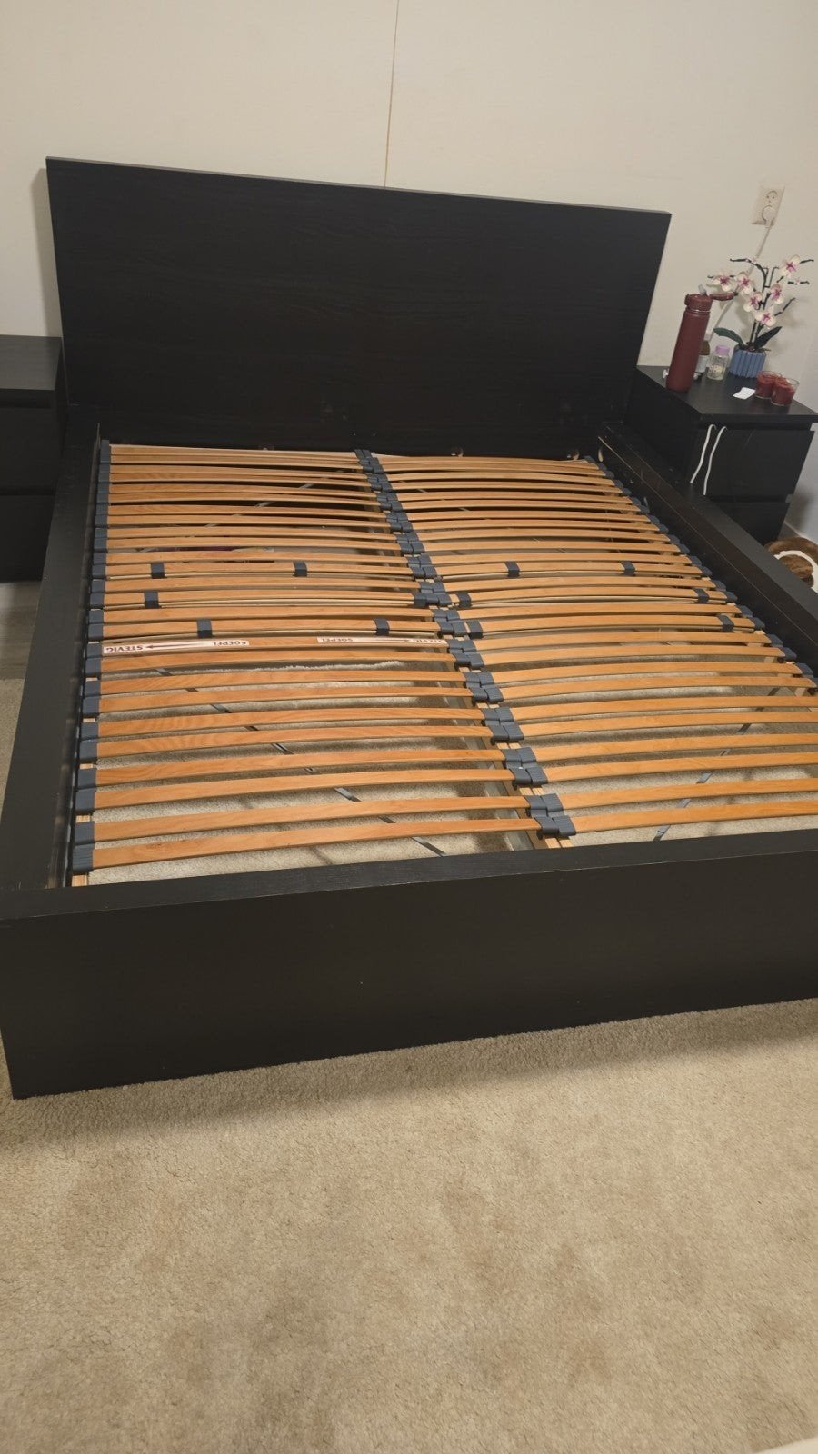 Tweepersoonsbed IKEA malm 160x200, Ophalen, Zwart, Tweepersoons, Zo goed als nieuw