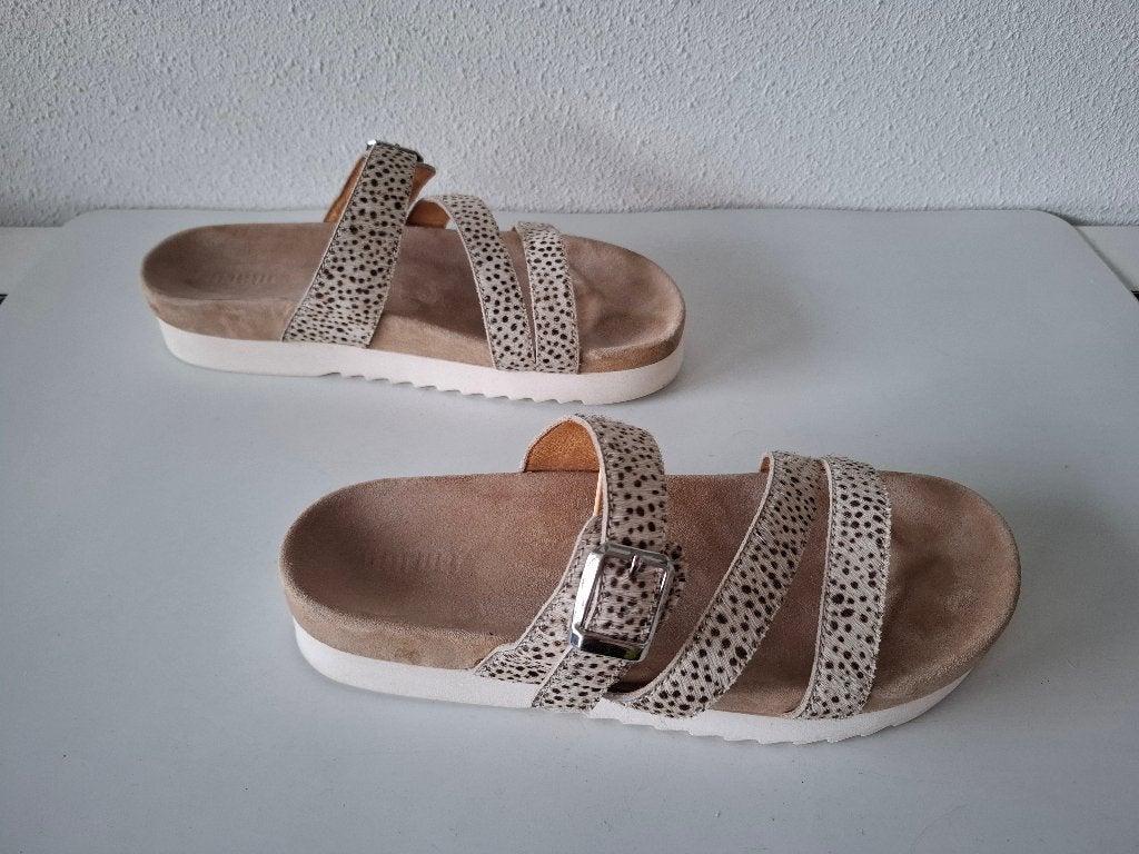 Maruti maat 42 animal harige leren slippers Type Balou, Overige kleuren, Verzenden, Sandalen of Muiltjes, Zo goed als nieuw