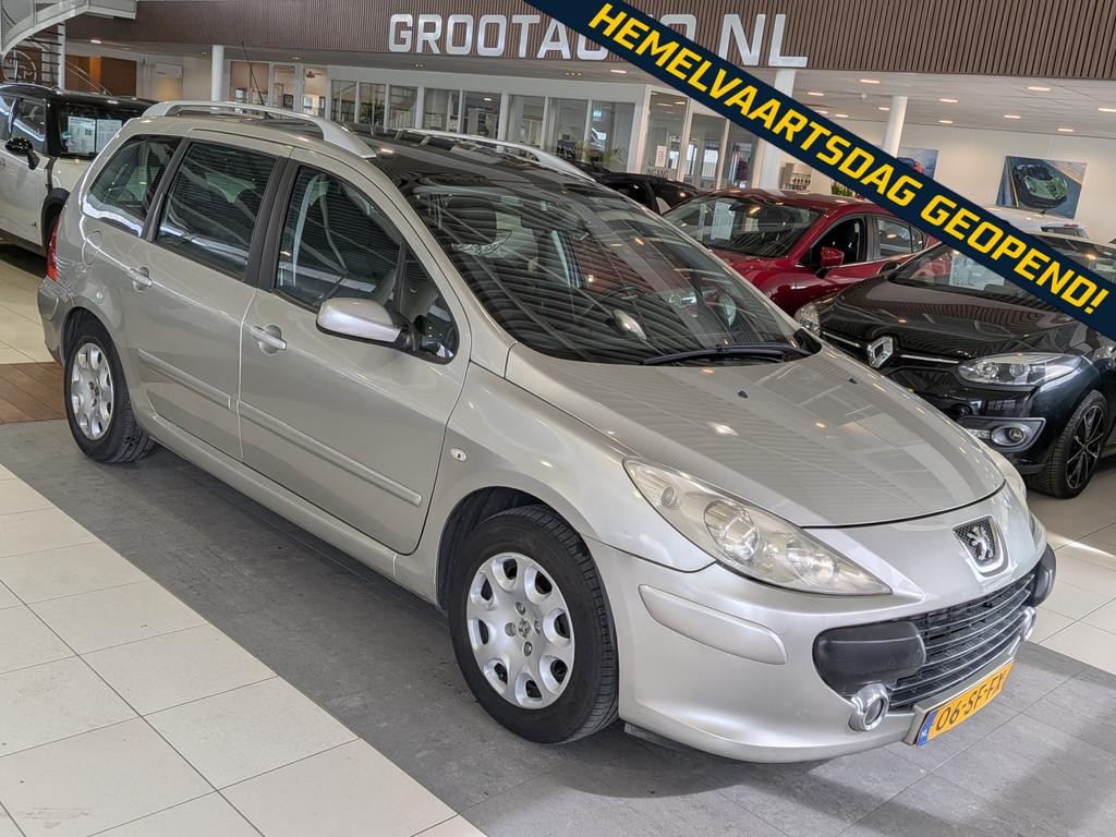 Peugeot 307 SW 1.6-16V Automaat Panoramadak, Airco, Cruise C, Gebruikt, Zwart, 4 cilinders, 7 stoelen