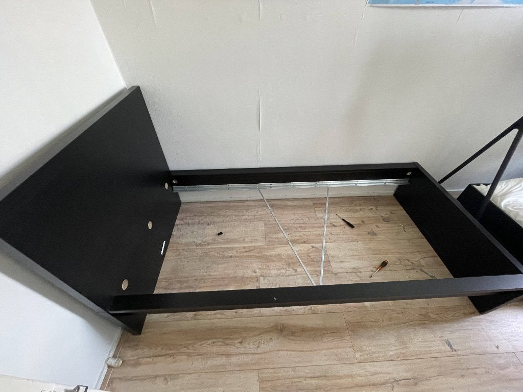IKEA Malm 90x200 bed incl. lades, Huis en Inrichting, Slaapkamer | Bedden, Ophalen, 90 cm, Eenpersoons, Zwart
