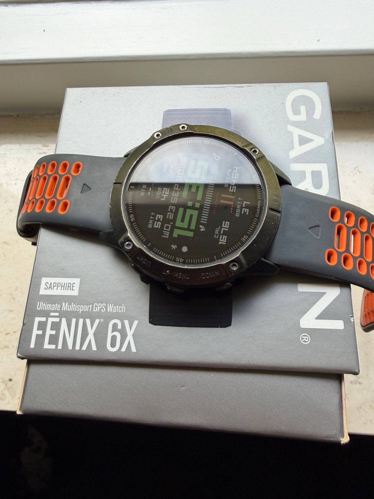 Garmin Fenix 6X Sapphire Multisport GPS Smartwatch, Gebruikt, Zwart, Ophalen of Verzenden, Waterdicht