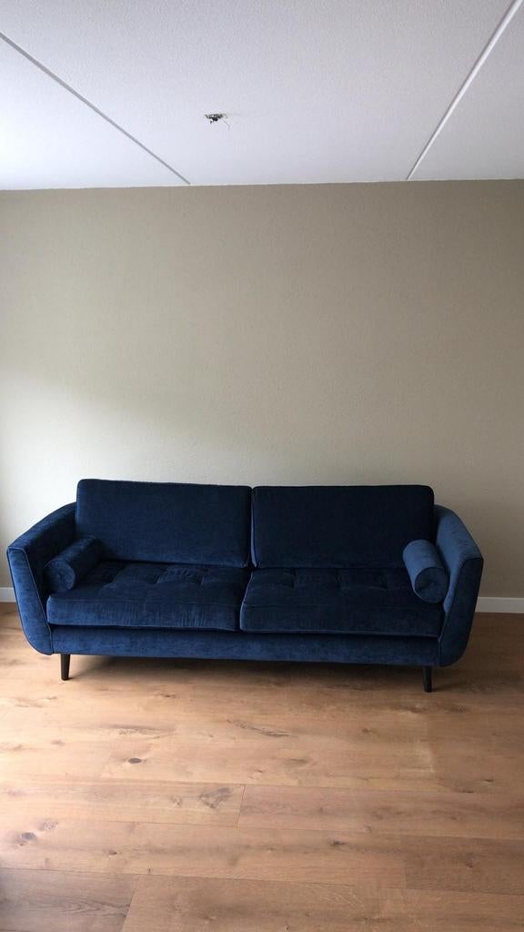 Velvet donkerblauwe 3zits bank