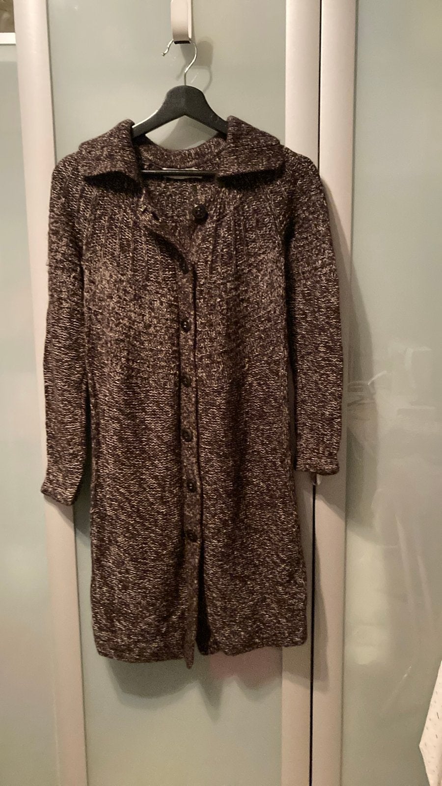 Turnover gebreid vest/jurk bruin maat S, Ophalen of Verzenden, Gedragen, Maat 38/40 (M), Grijs