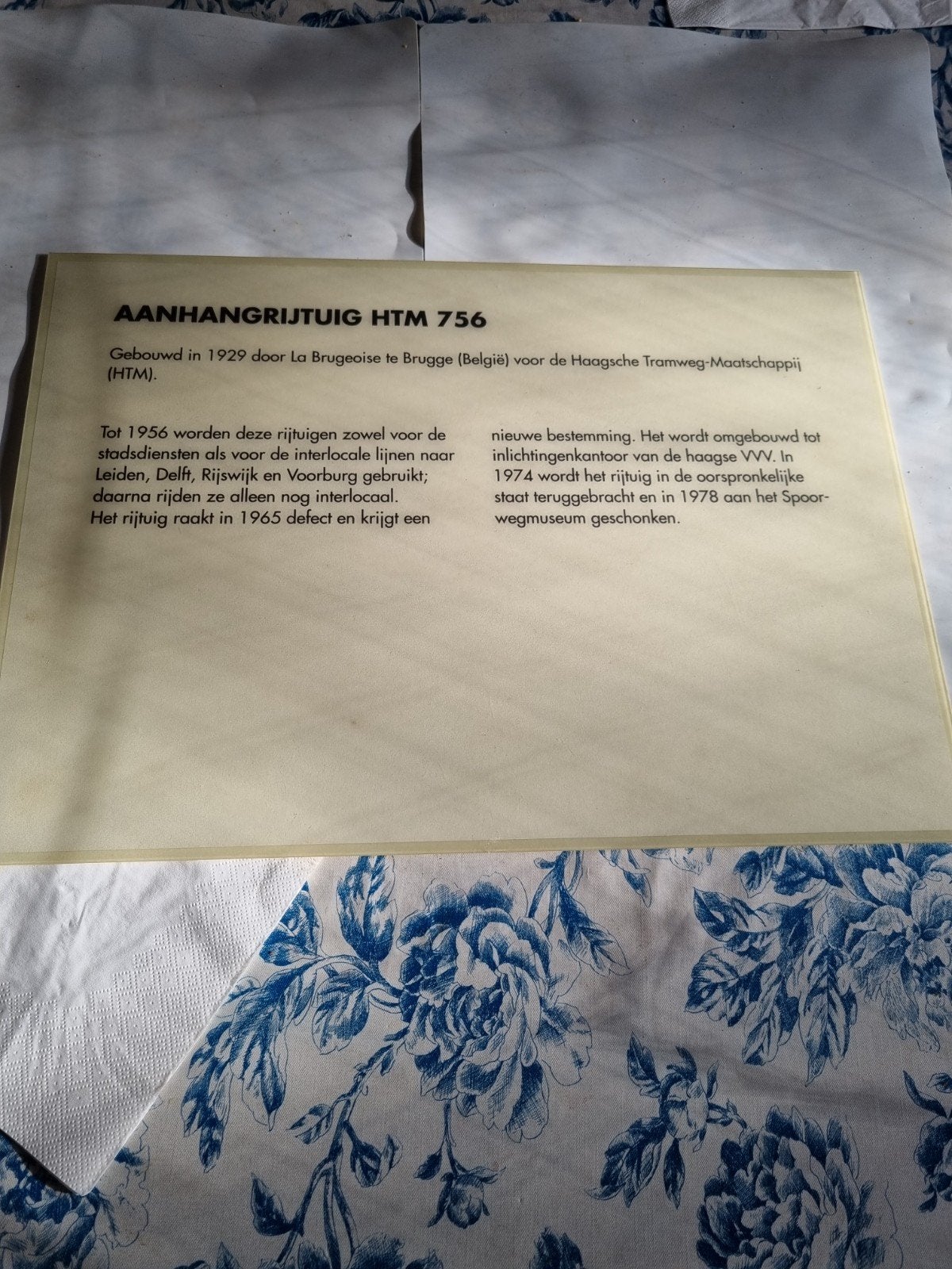 Aanhangrijtuig HTM 756 - Historische Tram Informatie, Ophalen of Verzenden, Gebruikt, Tram, Kaart of Prent