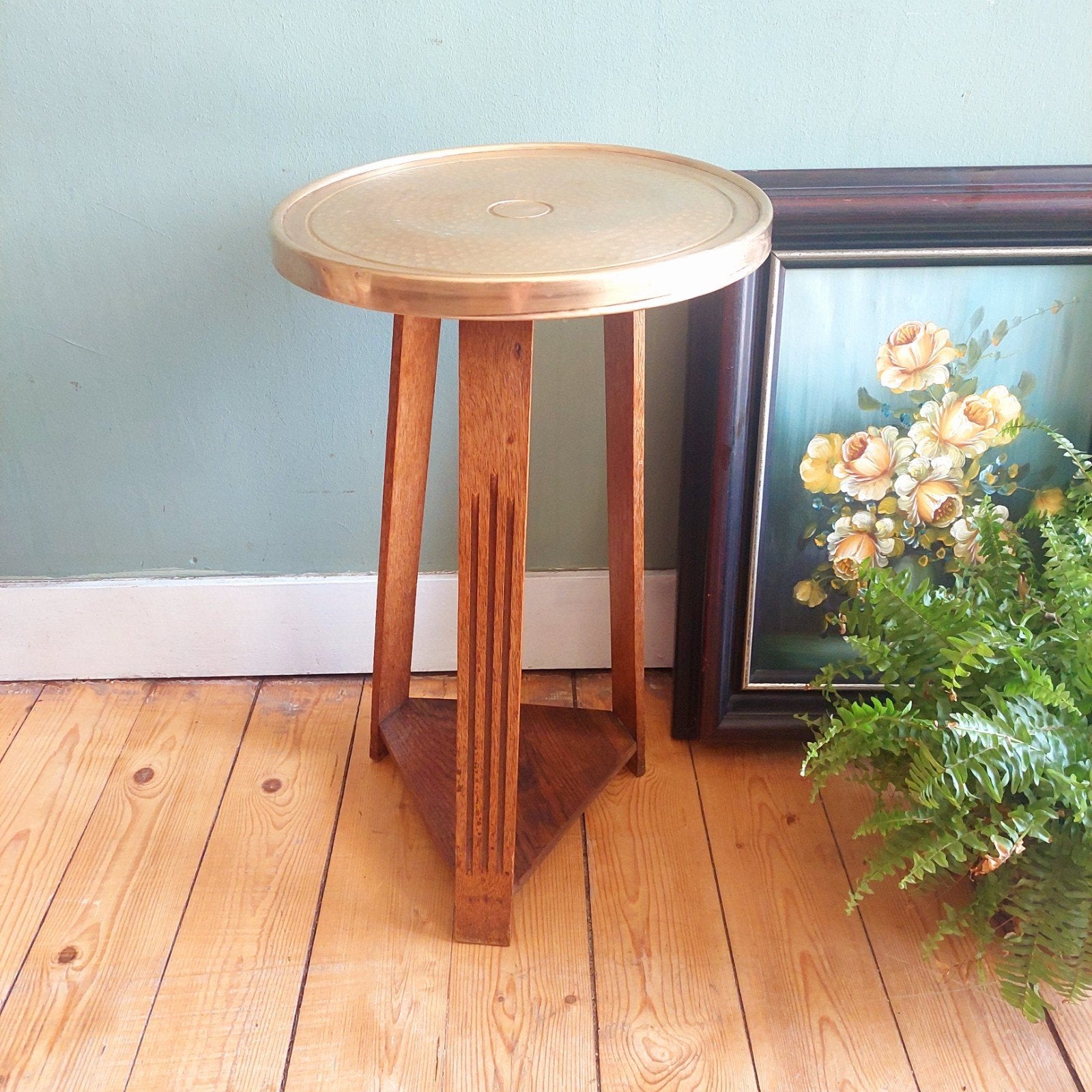 Lucky Vintage antiek handmade art deco tafeltje messing, Ophalen, Gebruikt, ., .