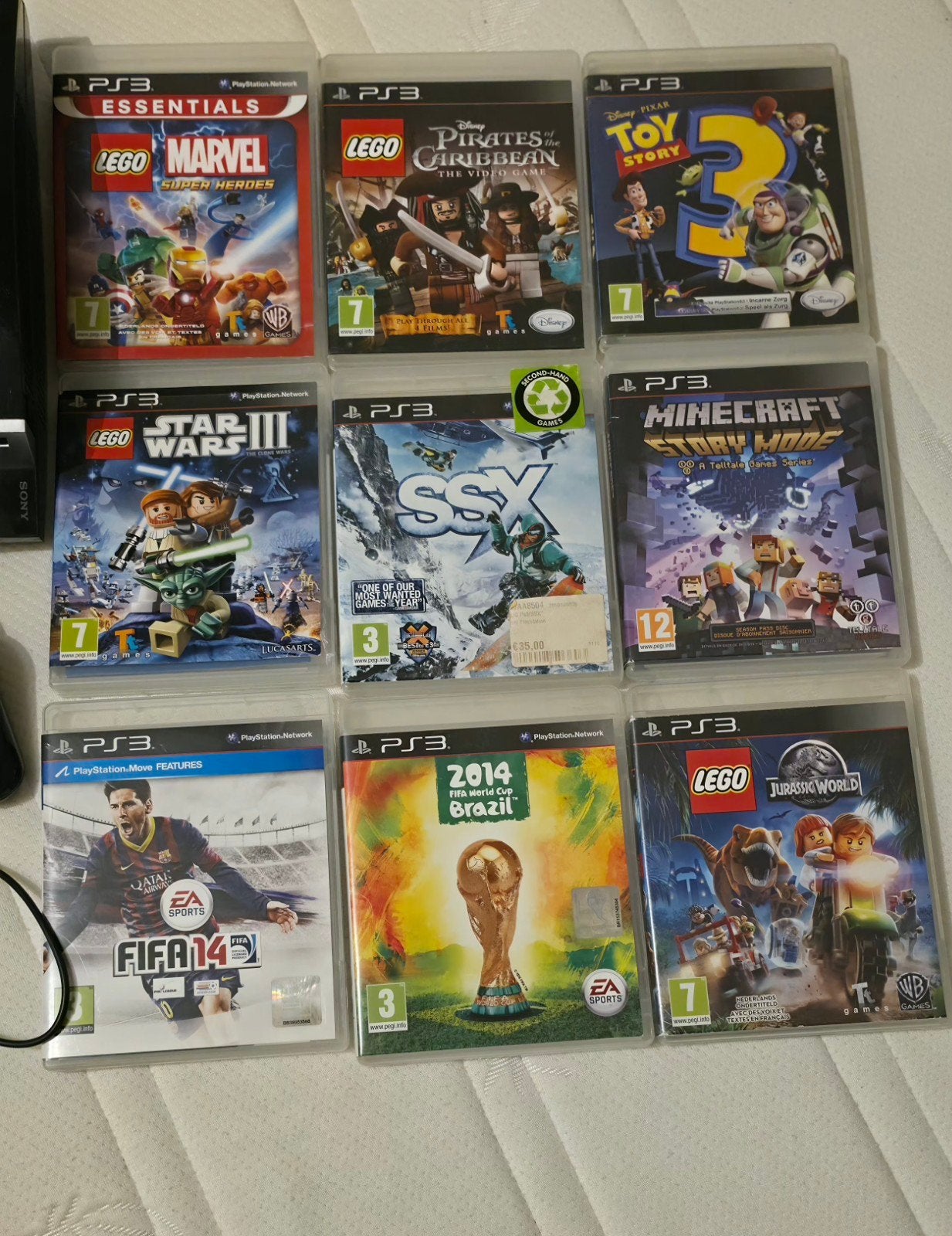 9 PS3 games + 1 film - LEGO, FIFA, Minecraft, SSX, Ophalen, Gebruikt, Overige genres, Eén computer