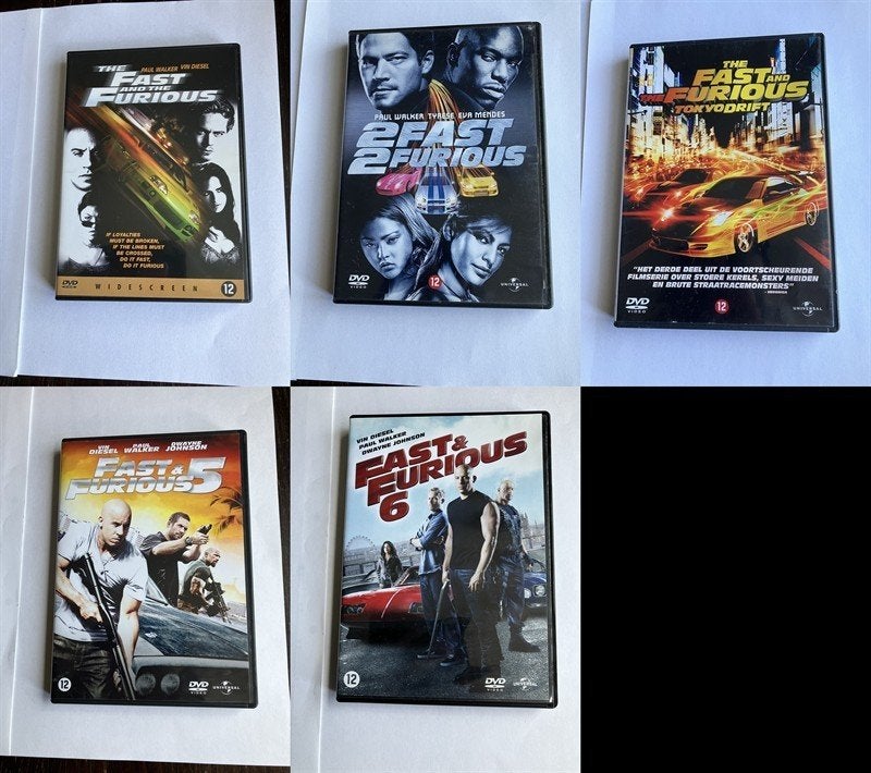 fast & and furious 1 2 3 5 6 (5 stuks) vin diesel, Alle leeftijden, Nederlands, Actie, Ophalen of Verzenden