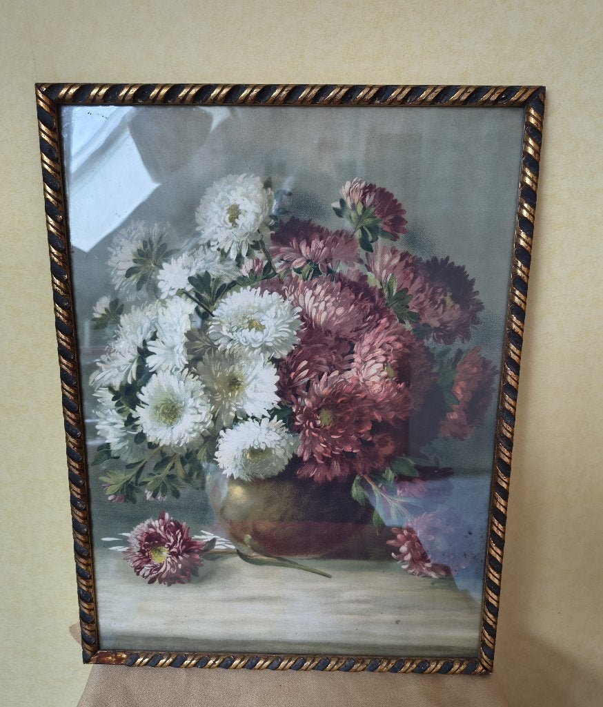 Schilderij in lijst van kunsthandel Brincker Zutphen, Ophalen, Bloemen