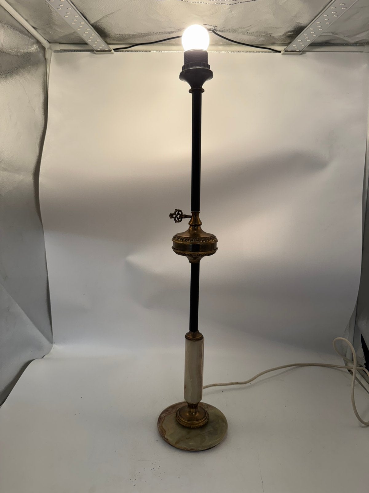Hoge Vintage Olielamp-Model Tafellamp met Onyx, Ophalen of Verzenden, Huis en Inrichting