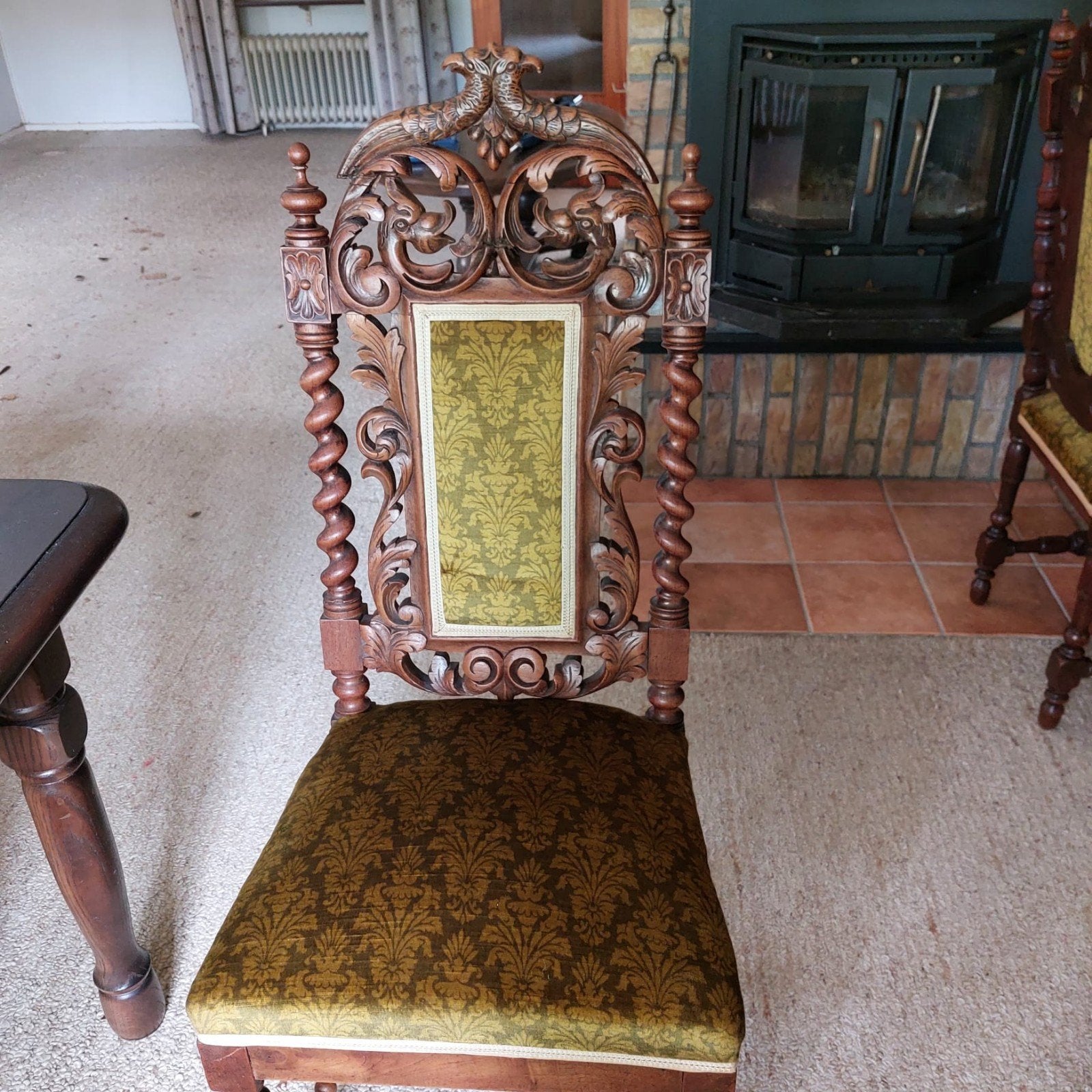 2 antieke sierlijke stoelen met bekleding, Ophalen of Verzenden