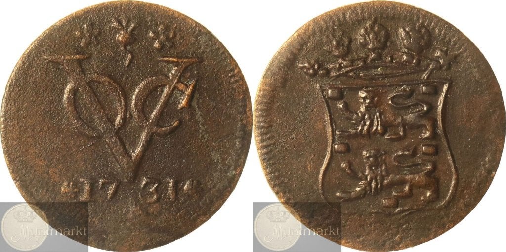 V.O.C. - West-Friesland - Duit 1731 - Jaar tussen rozetten, Ophalen of Verzenden, Vóór koninkrijk, Overige waardes, Losse munt