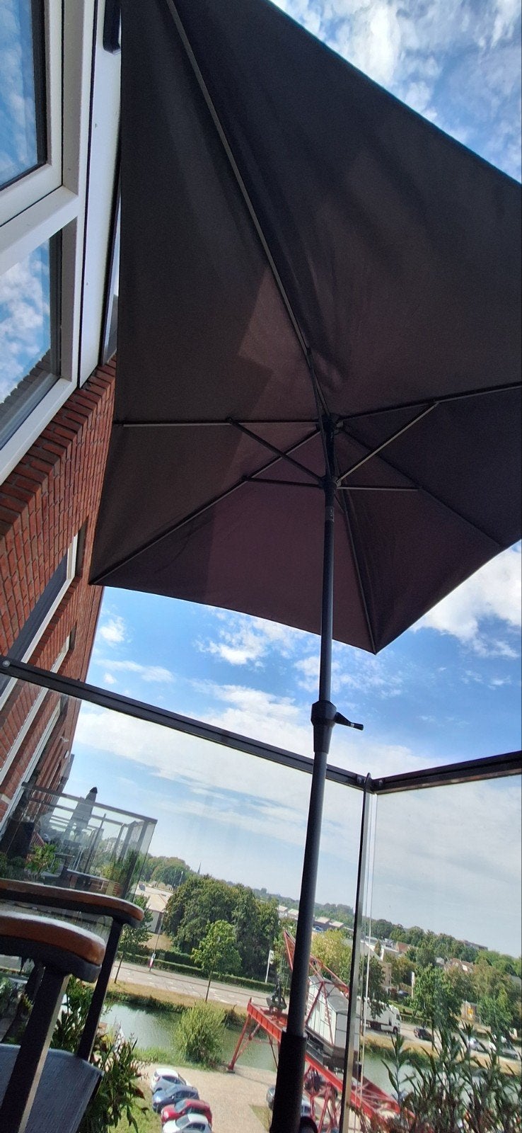 Stokparasol Lisboa antraciet 150x250 kantelbaar, Ophalen, Zo goed als nieuw, Minder dan 1 meter, Parasolvoet