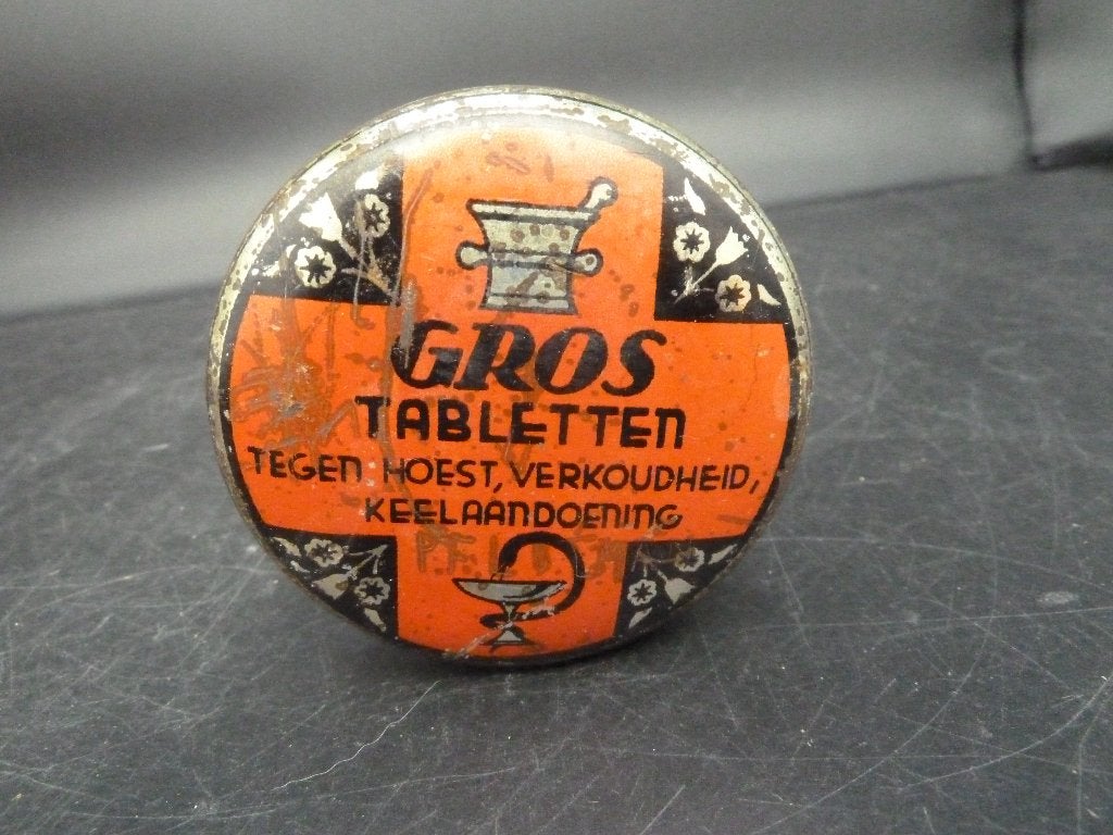 Vintage blikje Gros tabletten, Ophalen of Verzenden, Gebruikt, Overige