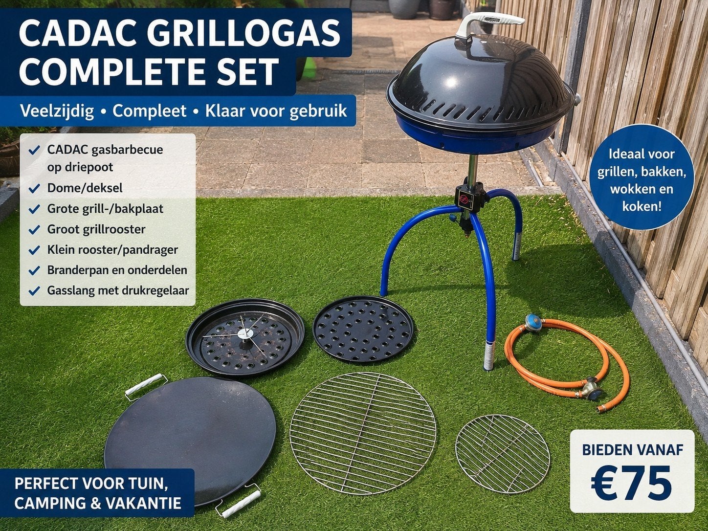 Complete CADAC Grillogas gasbarbecue + Dome + accessoires, Ophalen, Gebruikt, Cadac
