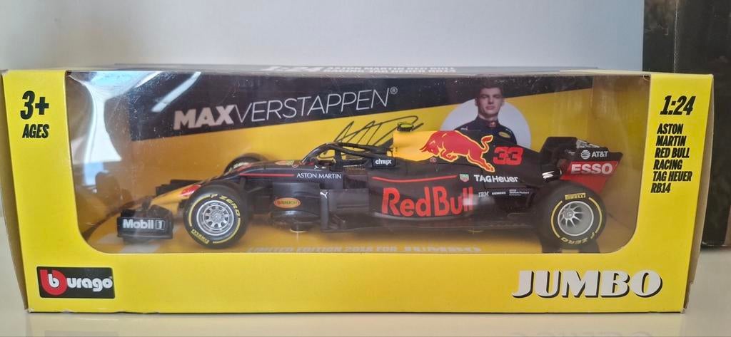Max Verstappen Red Bull Racing RB14 Bburago 1:24 Jumbo, Ophalen of Verzenden, Nieuw, Auto