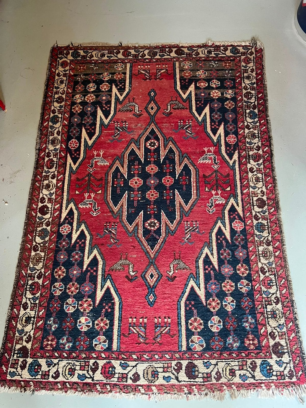 Handgeknoopt Tribaal Perzisch Tapijt - Authentiek & Uniek, Ophalen, Gebruikt, 100 tot 150 cm, 200 cm of meer